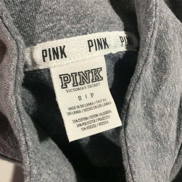Pink by Victoria's Secret Small Grey Quarter Zip Sweatshirt Embroidered - Picture 4 of 13